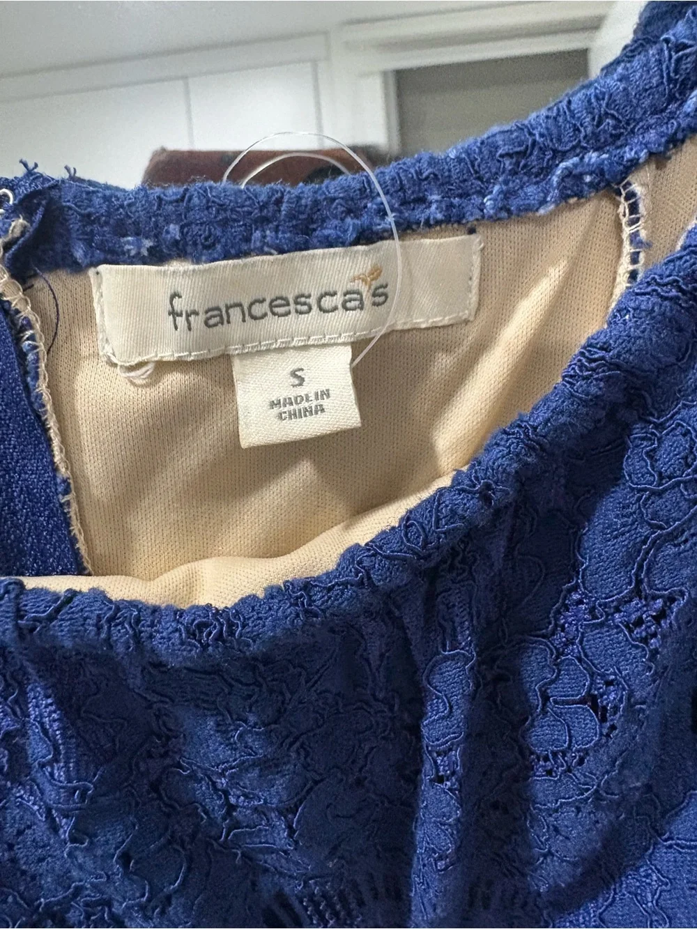 Francesca's Collections Navy Lace Party Dress with Cream Tulle Hem